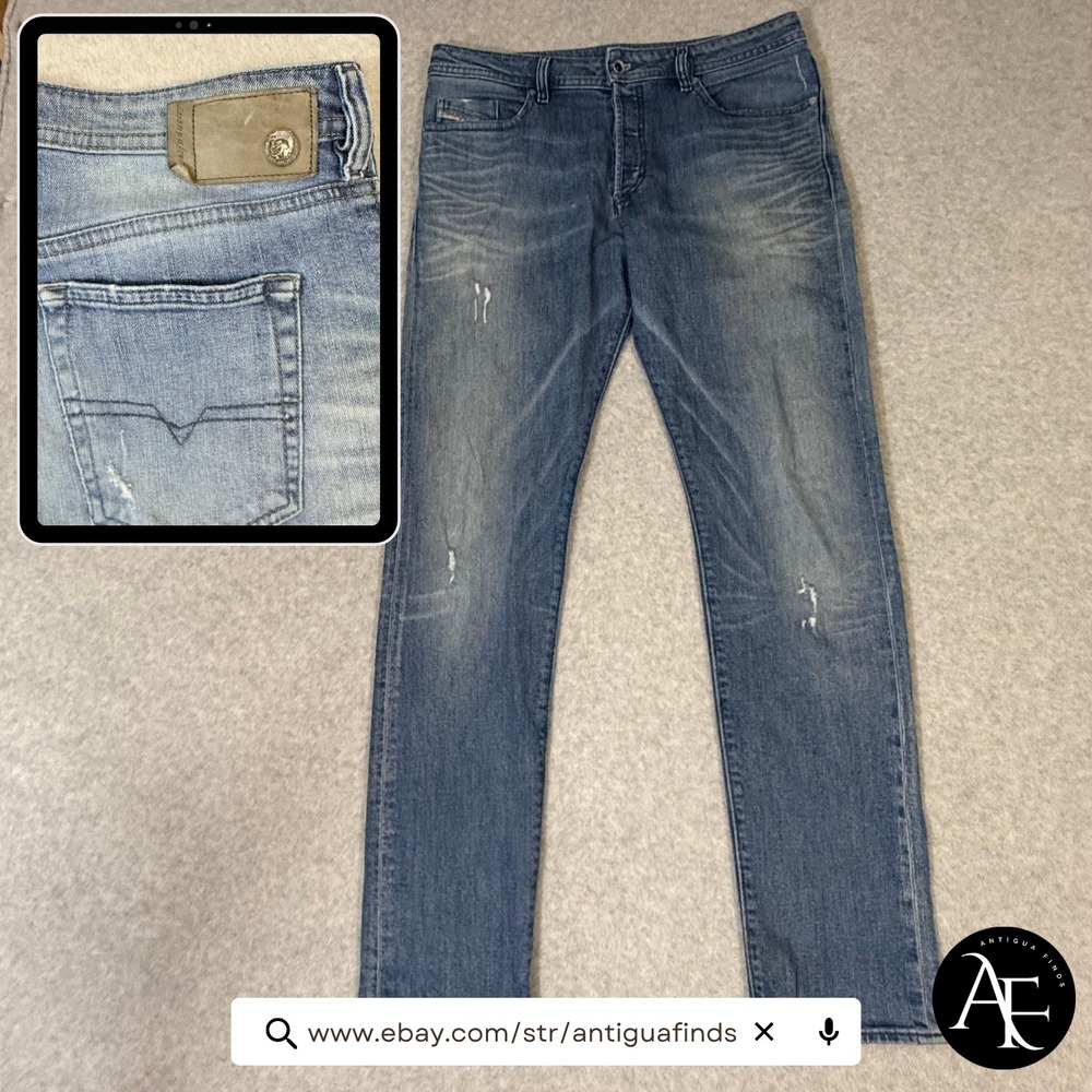 Diesel Buster Regular Slim Tapered Jeans Medium Wash Blue C845F Stretch W34 L32